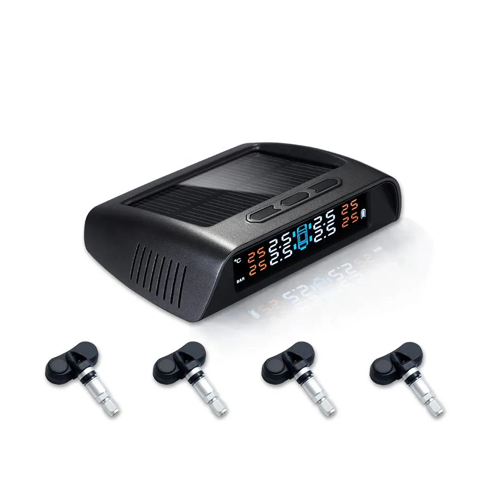 Online Shipping Car Safety Accessories TPMS Solar Tire Pressure Monitoring System with Free Wireless  Internal Sensors