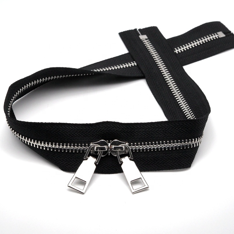 metal zipper with Y teeth zip brass n5 two-way zipper tape color customization zipper with double sliders zip