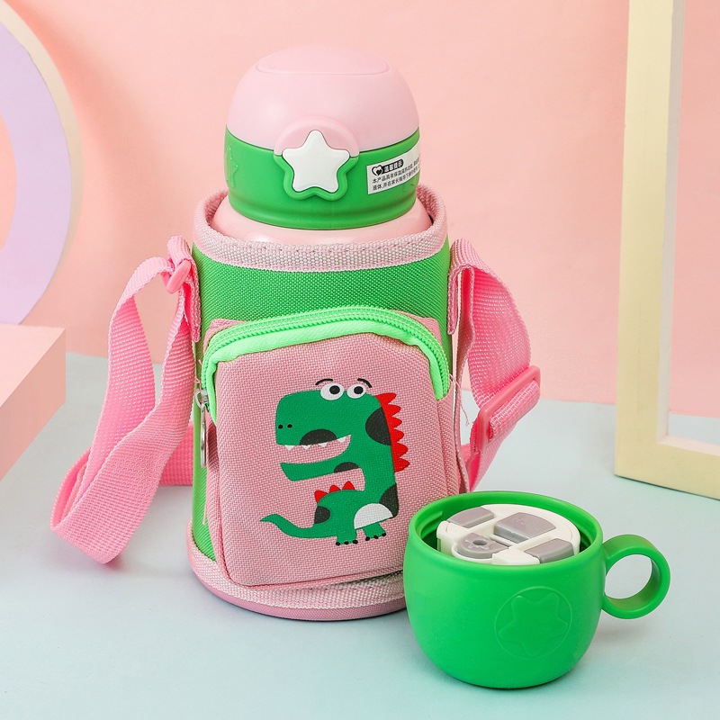Superior quality baby food grade 316 stainless steel straw double covers Cartoon kids drinking bottle mug children vacuum cup