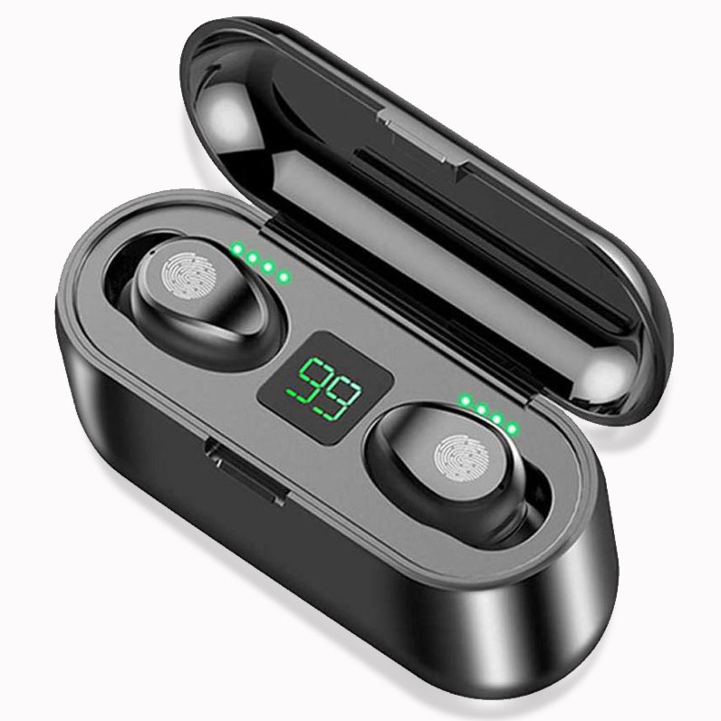 2021 best headphones blotooth earphone tws wireless bt F9 earphone with power bank