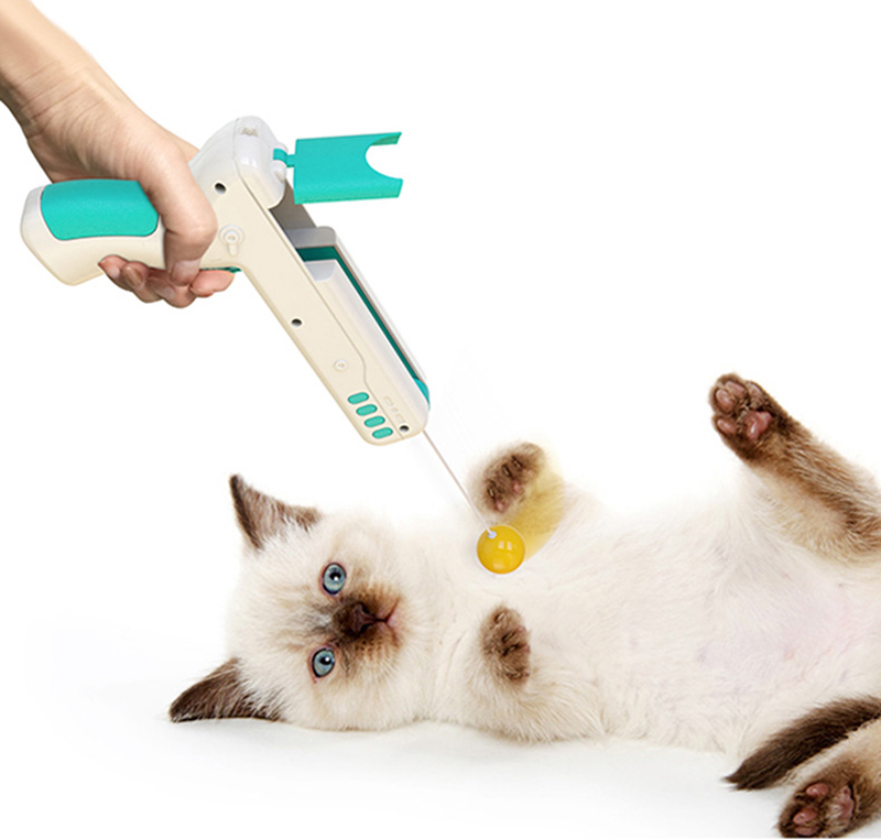 Cat Chasing for Kitten Exercise Puzzle Toys Indoor Pet Toys Indoor Cat Feather Toy Cats Interactive Relief Bounce Gun