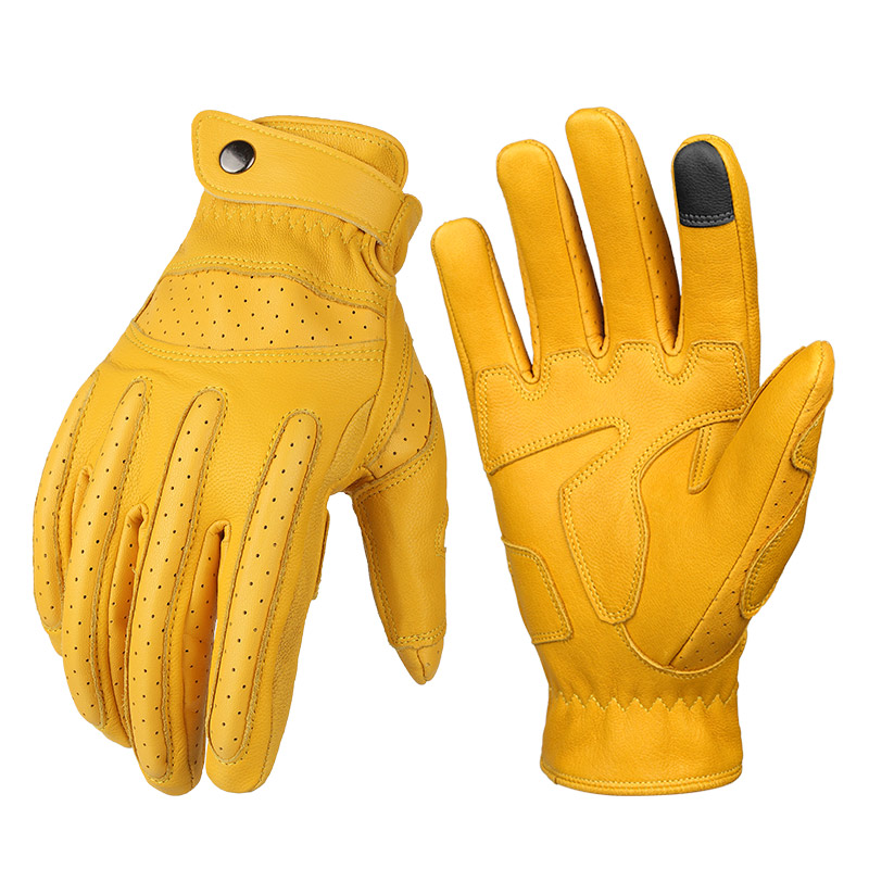 Ozero  Premium Classic Motor Cycle Bike Vintage Leather Breathable Touchscreen Gant Motocross Motorcycle Racing Gloves