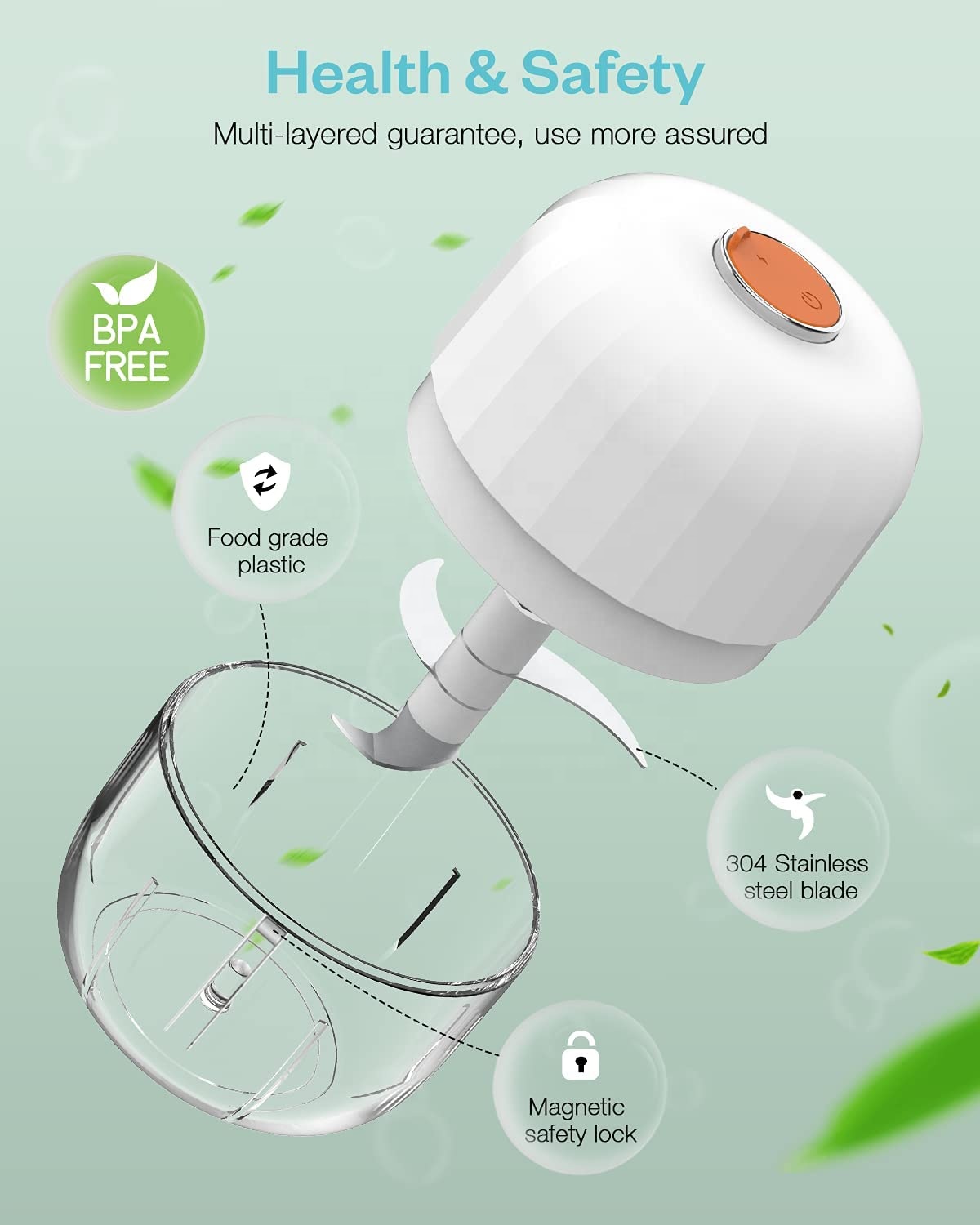 Battery Operated Rechargeable Mini Food Chopper Electric with USB Charge for Garlic  Chili  Onion