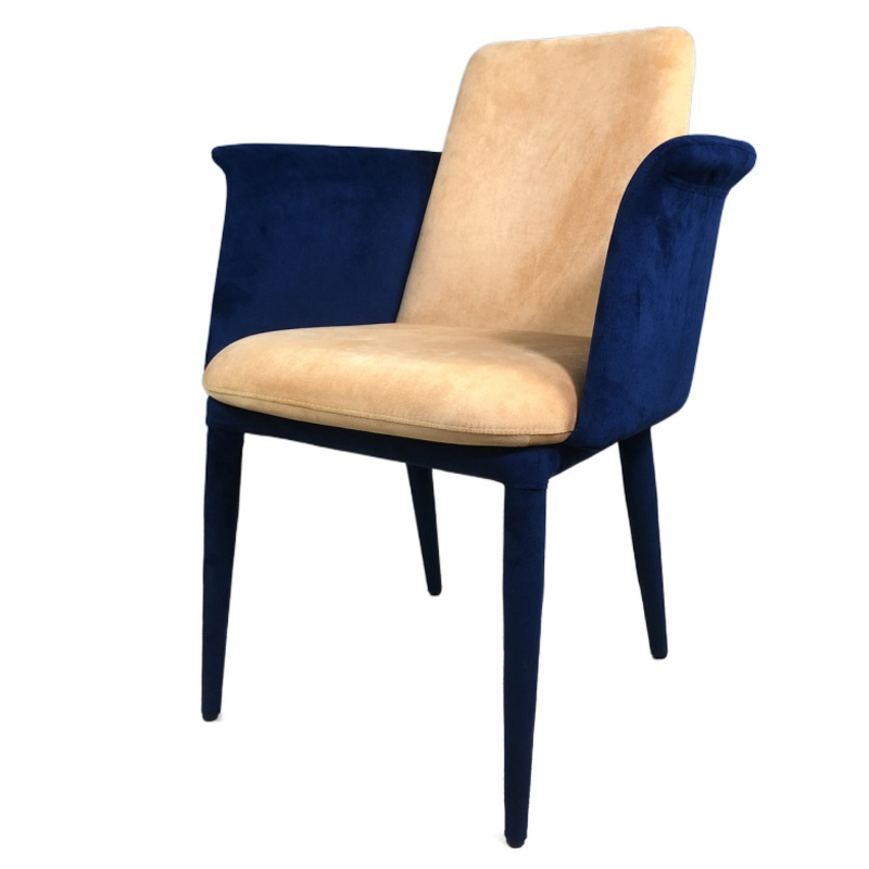 Hot selling home furniture luxury modern velvet dining chair accent chair wing chair for with armrests and metal legs