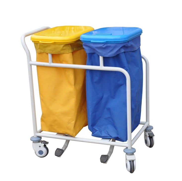 Medical Hospital Furniture cheap dirty solid linen Portable Dressing Trolley Bag Laundry Linen Trolley