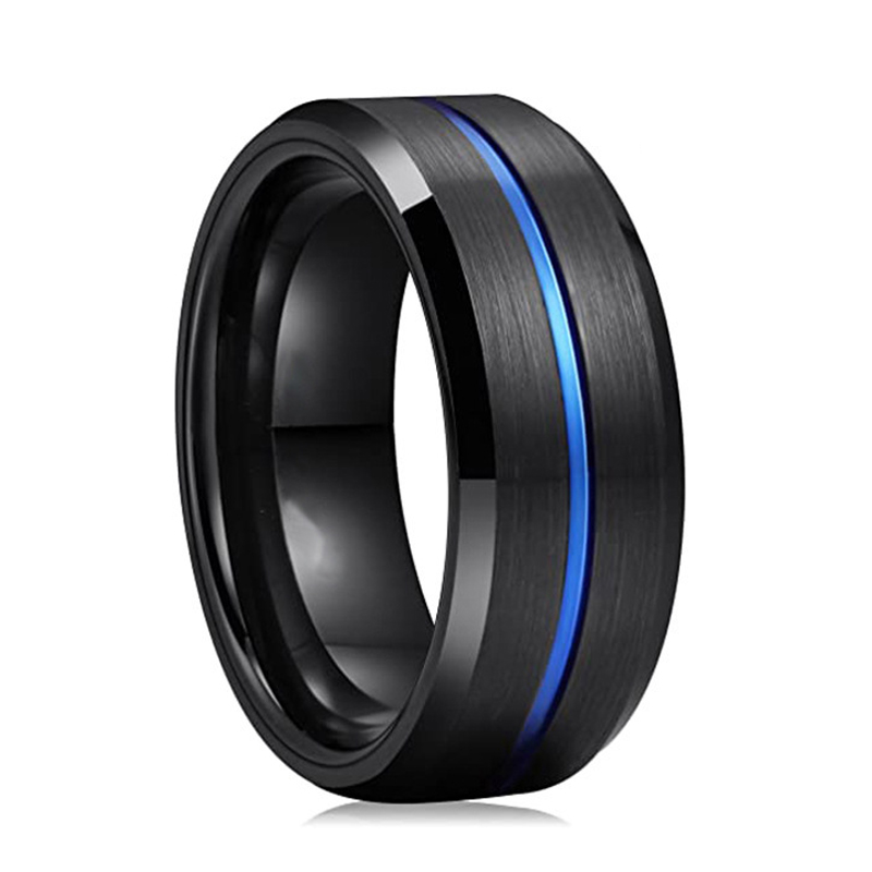 Fashion trendy 6 Colors Stainless Steel Ring 8mm Width Blanks Popular Cheap Ring Full Size For Men