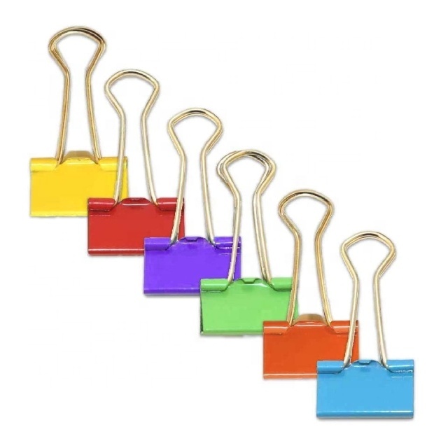 Custom logo colored file folder paper binder clips clamps for office school supplies