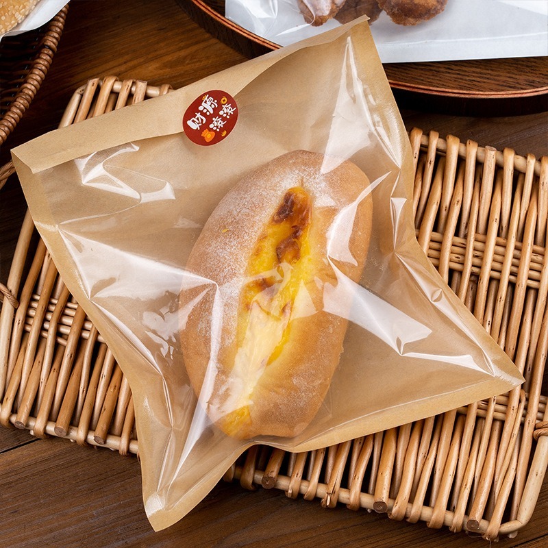 White transparent film paper bags baked breakfast waterproof and oilproof simple wrapping paper