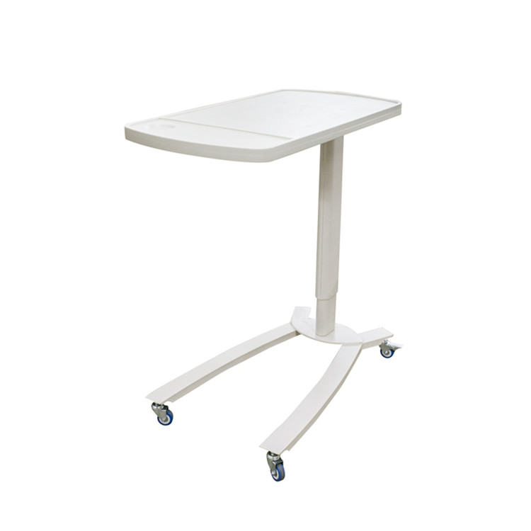 BT-AT001 Hospital Furniture Height Adjustable ABS Plastic Over Bed Table bedside table dinning board wheels price