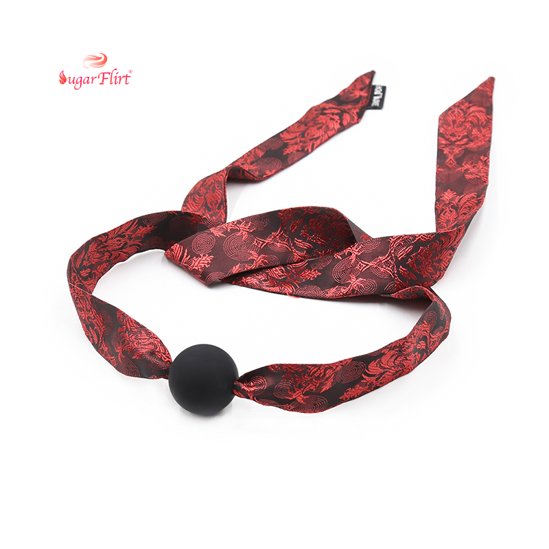 SUGARFLIRT Adult Bondage Sex Toy Mouth Ball Gag Couple Bundled Flirting Silicone Ball Gag With Adjustable Printing Belt
