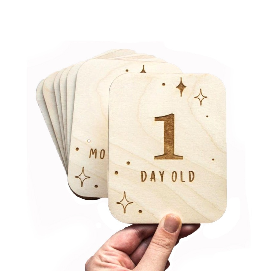 Wooden Milestone Discs Baby Photography Props Newborn Months Milestones Plaques Shower Cards