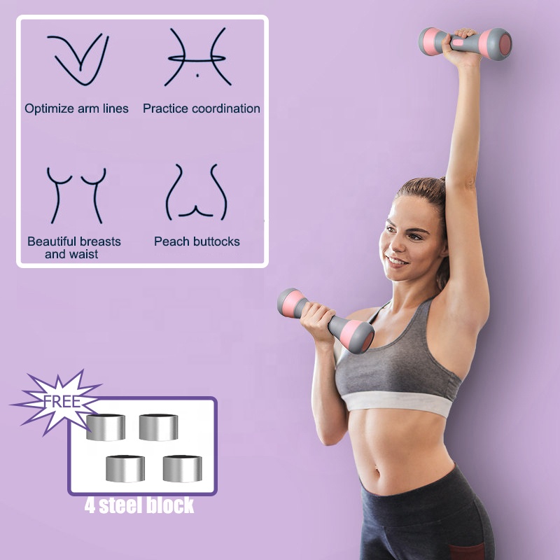 Adjustable Dumbbells Set for Women And Children 2PCS Non-slip Handle Small Rubber Dumbbel for Full Body Workout Fitness