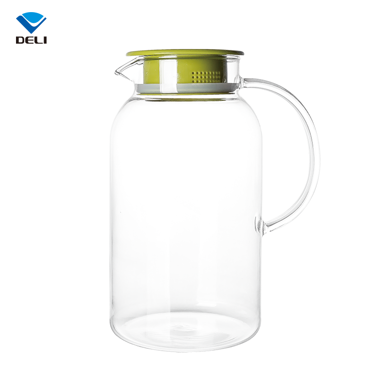 Trusted Supplier DELI 1800ml 60.87oz Modern Heat Resistant Water Drinking Glass Pitcher Juice Glass Jug With Lid