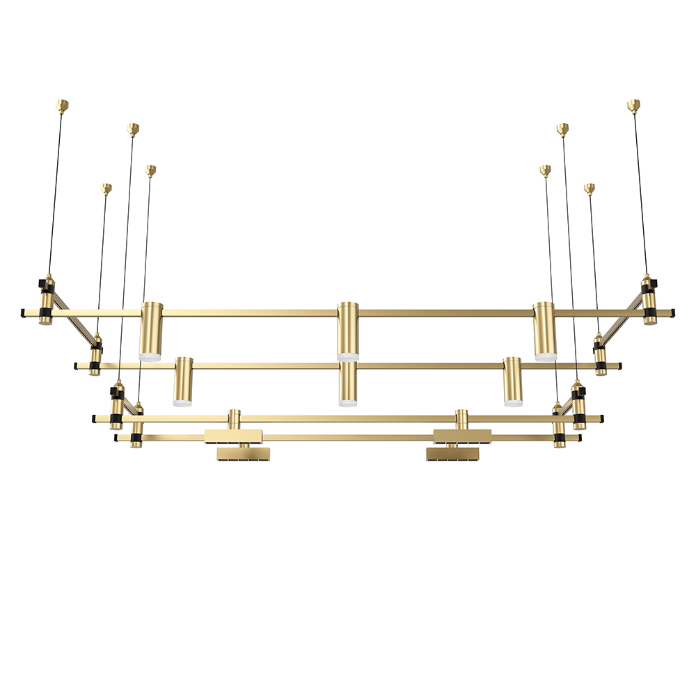 Nordic Design Living Room High Ceilings Golden Brass DIY Designer Pendant Light Luxury Led Modern Chandelier