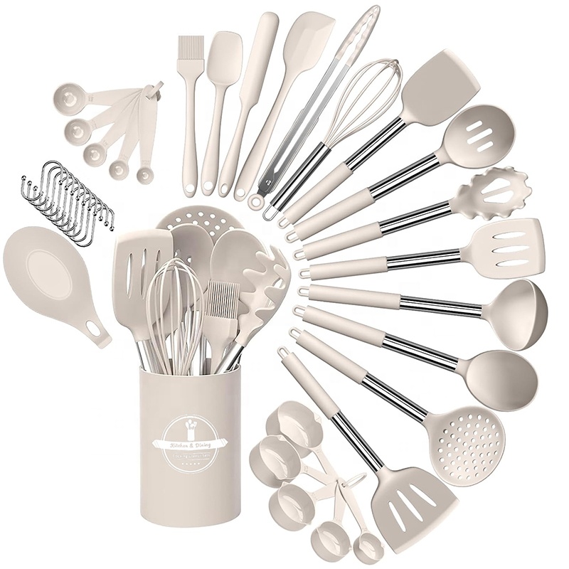Kitchenware Tools 43 Pcs Stainless Steel Handle Cooking Utensils Set Kitchen Silicone Utensils With Storage Box