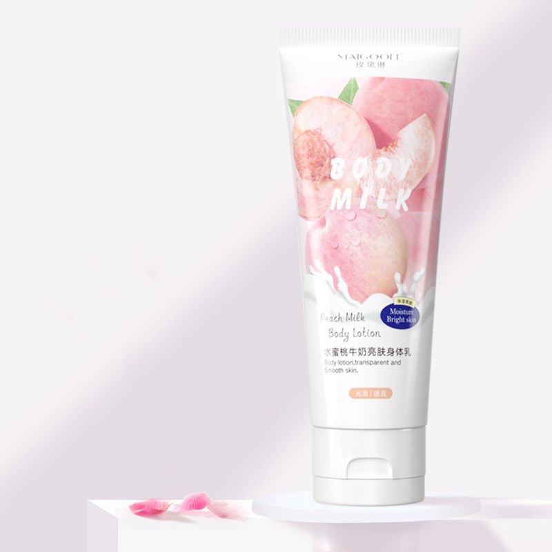 Moisturizing Whitening Skin Organic Peach Milk Body Lotion Milk Cream Brightening Body Lotion Bottle 200g