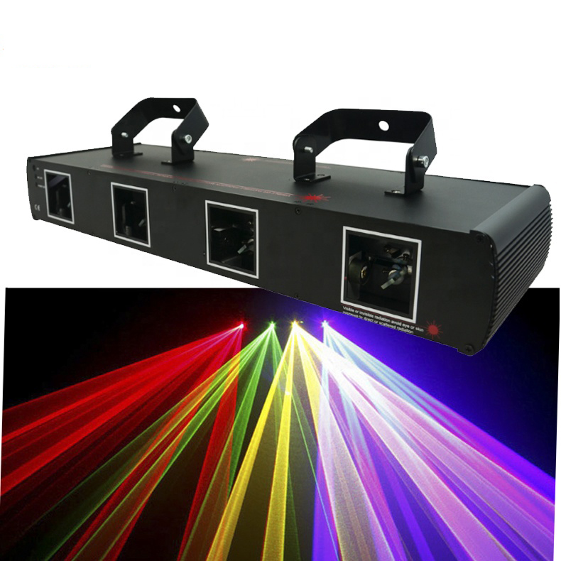 Недорогое освещение для дискотеки, 4 головки RGB, полноцветный лазерный свет для сцены, DJ-бара