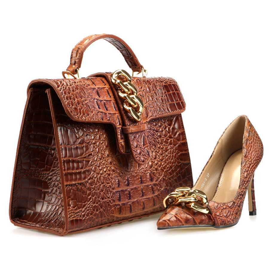 New Fashion Women Handbag Ladies Italian Matching High Heels Pumps Shoes and Bag Set for African Party