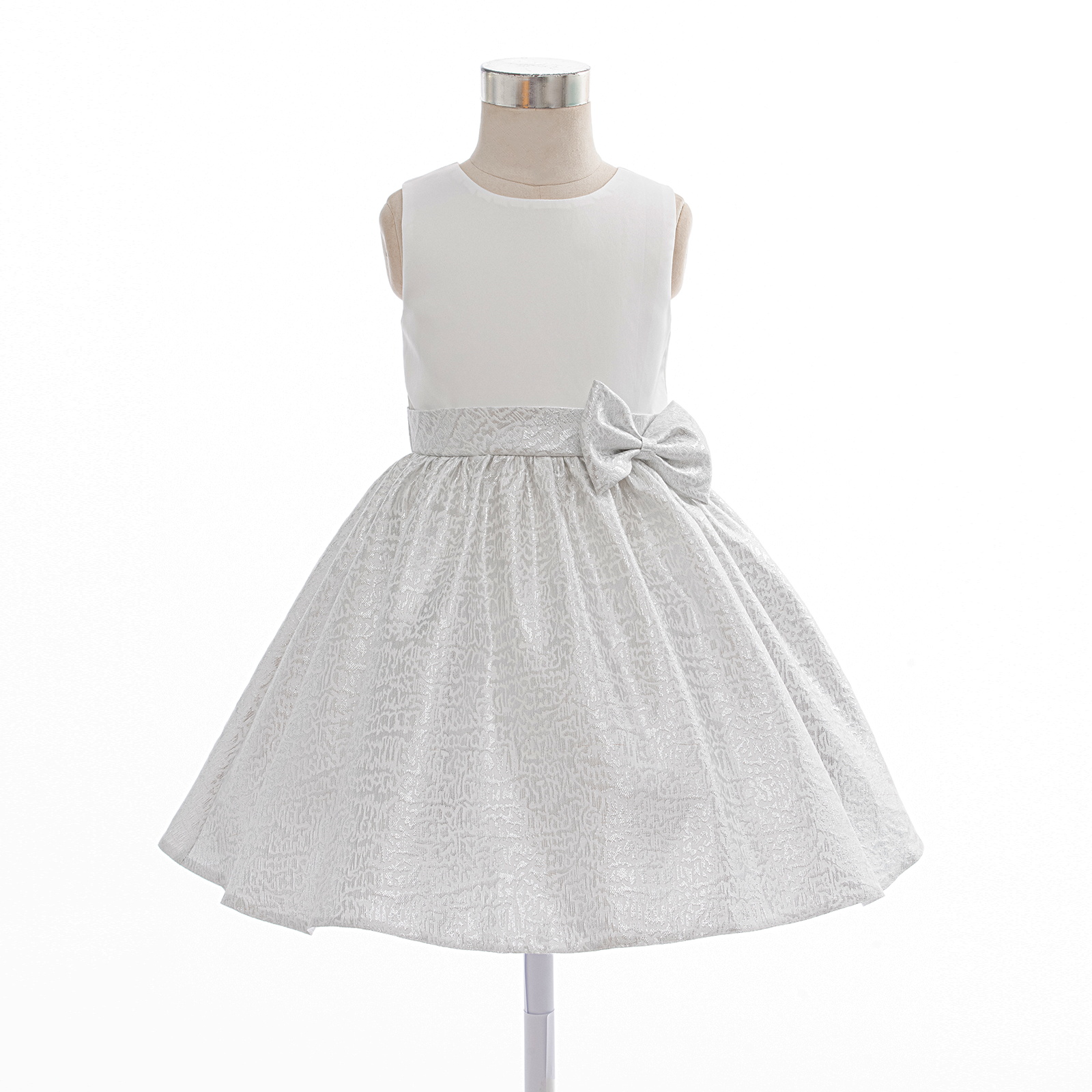 Custom Girl Sain Dress Girl Party Dress Round neckline Jacquard Bottom Flower Girl Dress