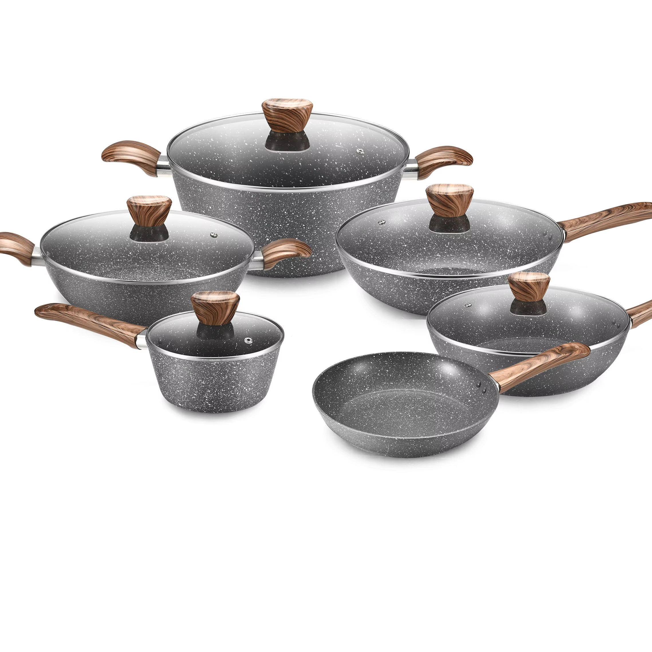 2024 Cooking cookware Non Stick Pots Set Home Cooking Fry Pan And Casserole Set Aluminium Pots Sets