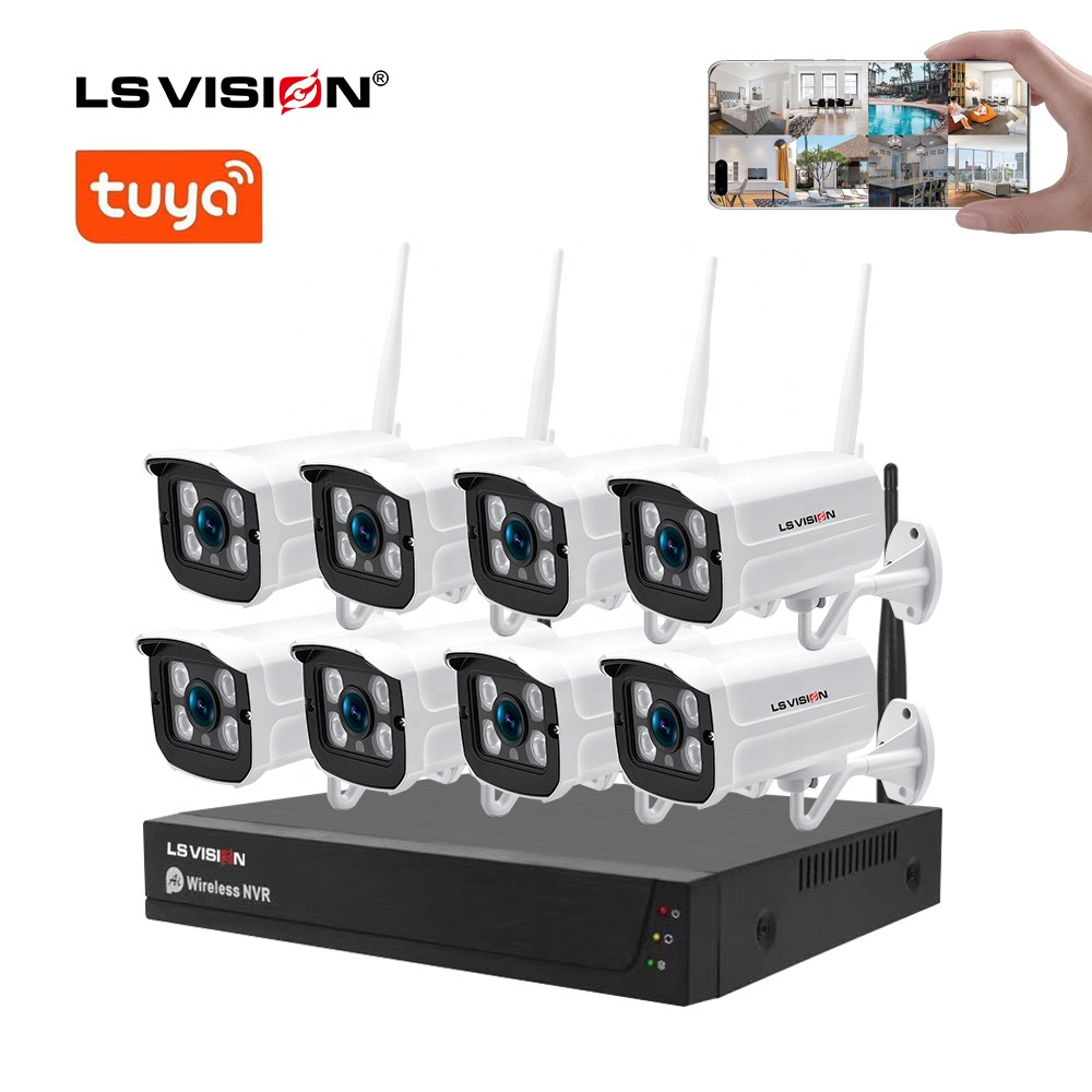 Lsvision tuya dvr 4ch 8ch poe cctv набор домашней безопасности p2p 1080P 2MP HD 4 8-канальный сетевой видеорегистратор wifi беспроводной nvr Камера системы комплект