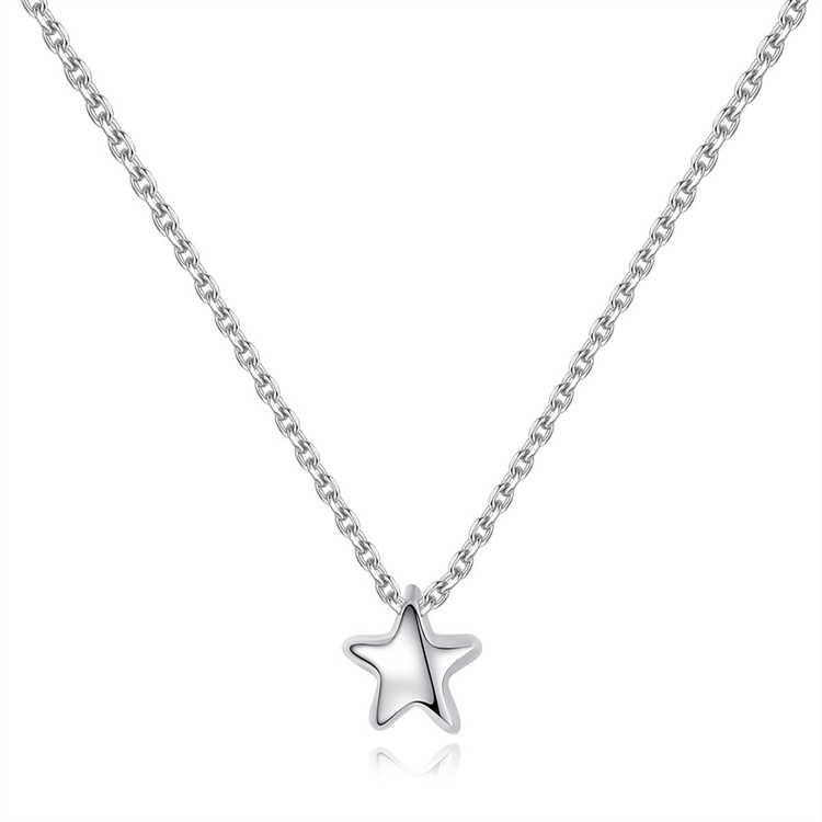 Female Elegant 925 Sterling Silver Necklace New Women Design Mini Star Pendant Gift Cable Chain Party