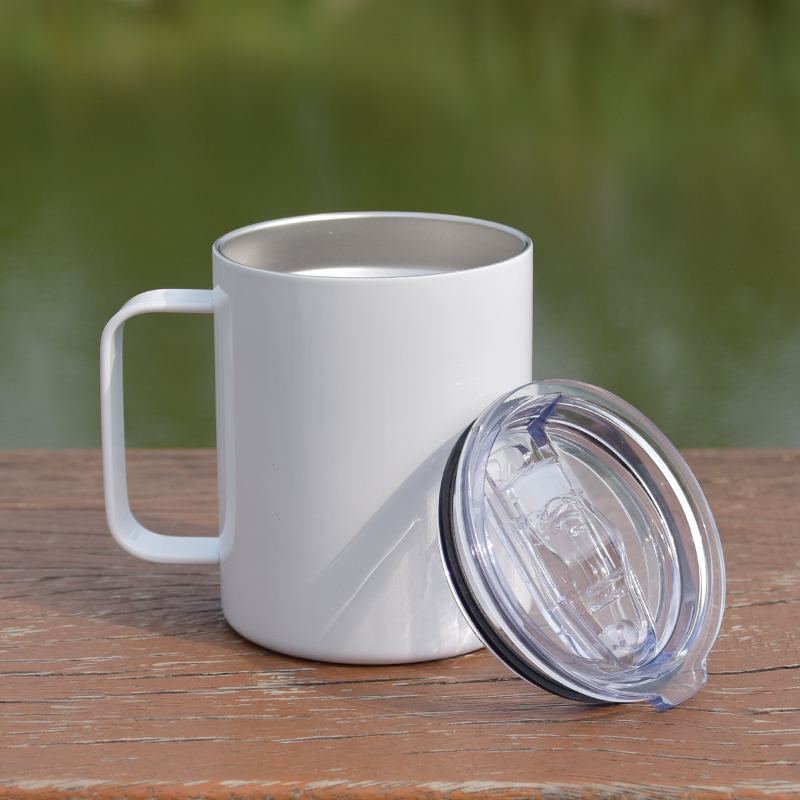 New Arrival 12oz Sublimation Blanks Office Cups Stainless Steel Double Wall Insulation Travel Coffee Tumbler Mug With Handle