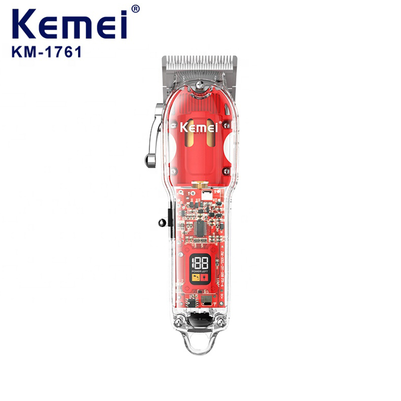 Профессиональная электрическая машинка для стрижки волос Kemei KM-1761 большой мощности прозрачный корпус салон волос триммер для мужчин Парикмахерская Машинка для стрижки волос
