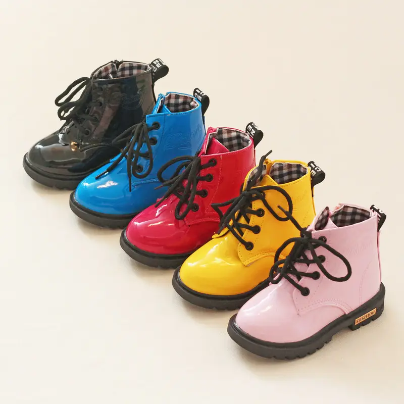 Children's boots fashion plus cashmere rainboots waterproof fur winter snow martin boots for kids