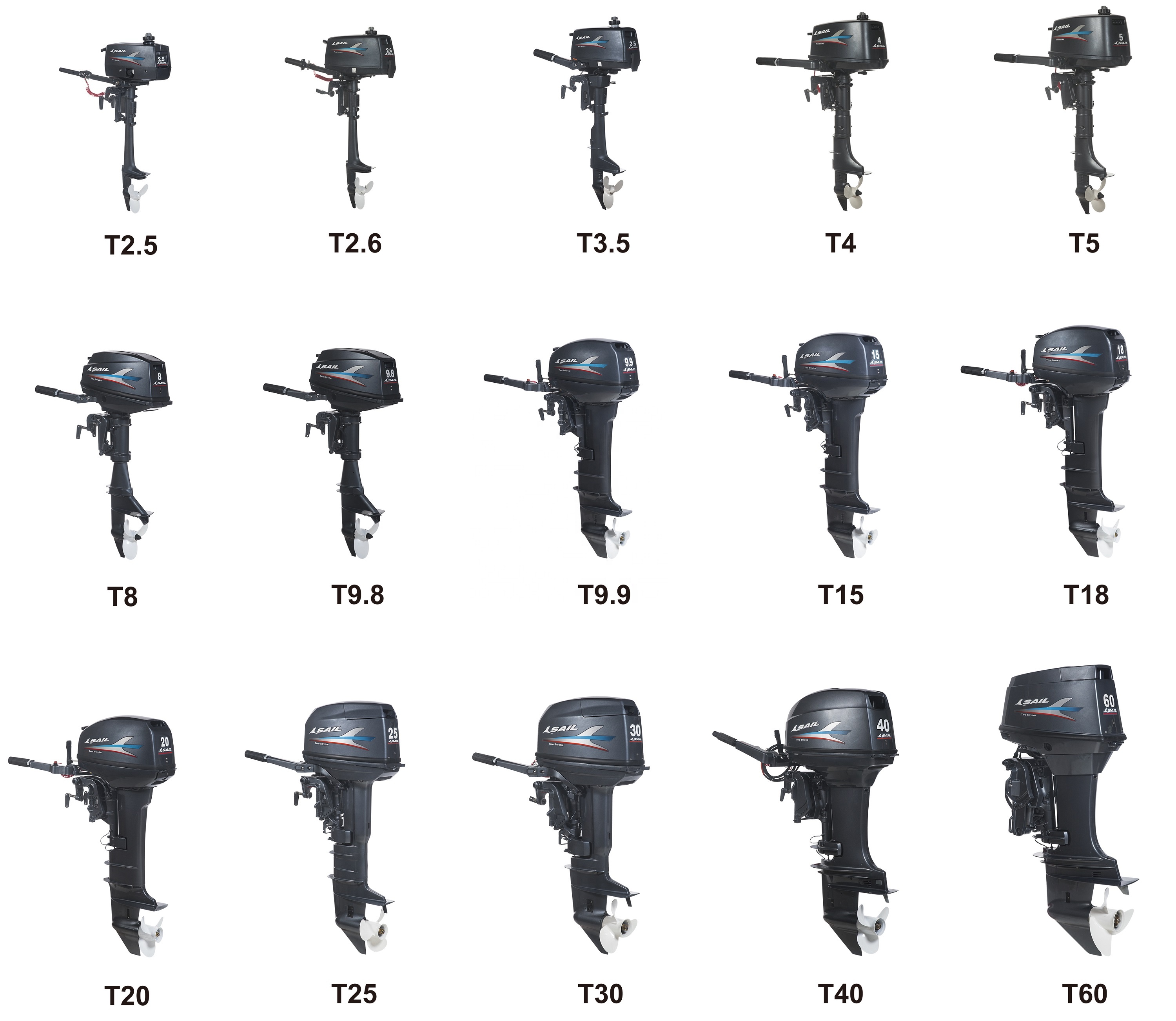 Парусный 2-тактный подвесной мотор 2.5 л.с./3.5hp/4hp/5hp/6hp/8hp/9.8 л.с./9.9hp/15hp/18hp/20hp/25hp/30hp/40hp/60hp