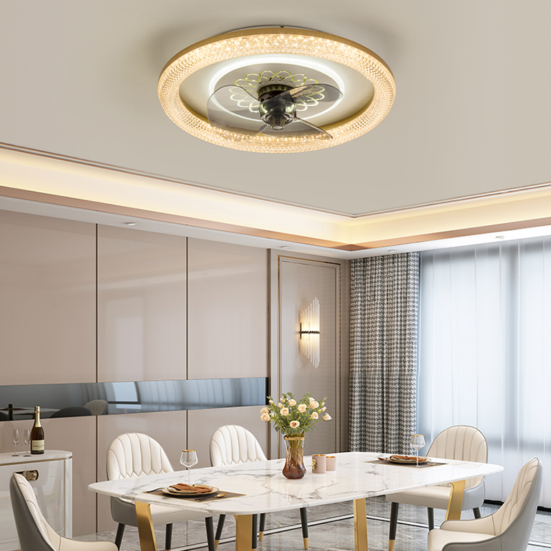 Customized low noise remote control 3 fan speed invisible white ceiling light with fan