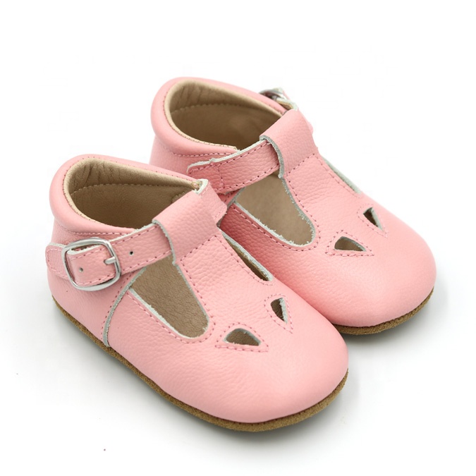 Anti-slippery Soft Sole Buckle Strap Real Leather Baby Girl Dress Shoes