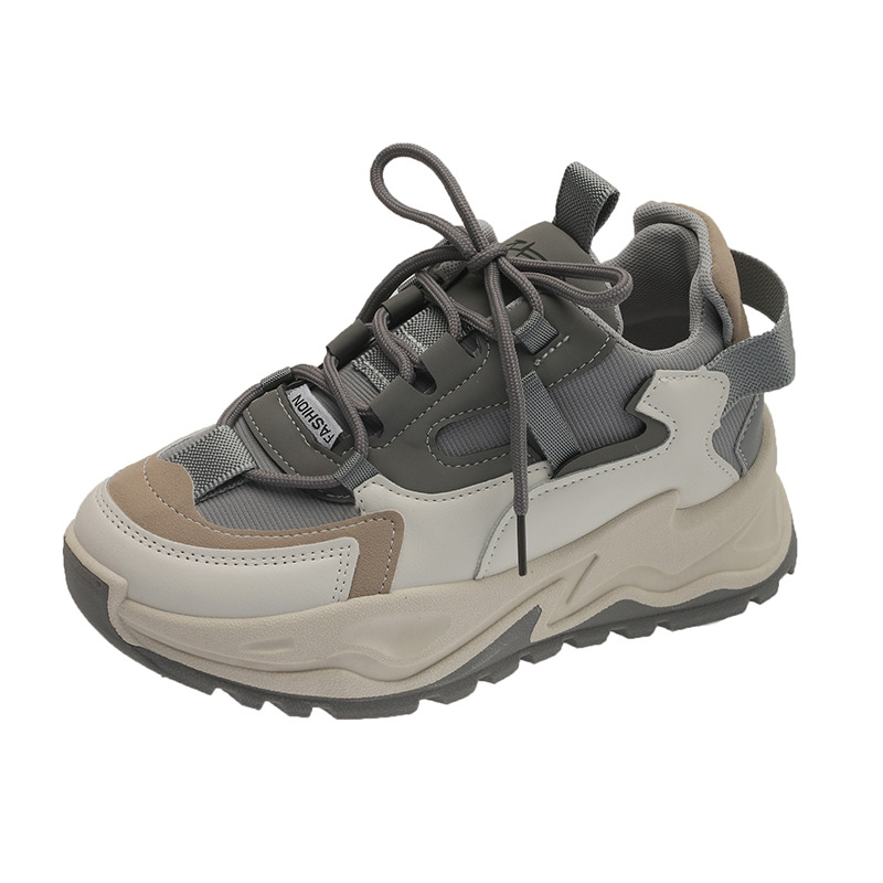 Women Sneakers Shoes White 2021 Spring Sport Thick Sole Lady Leisure Shoes Lace Up Comfortable Women Chunky Running Sneakers