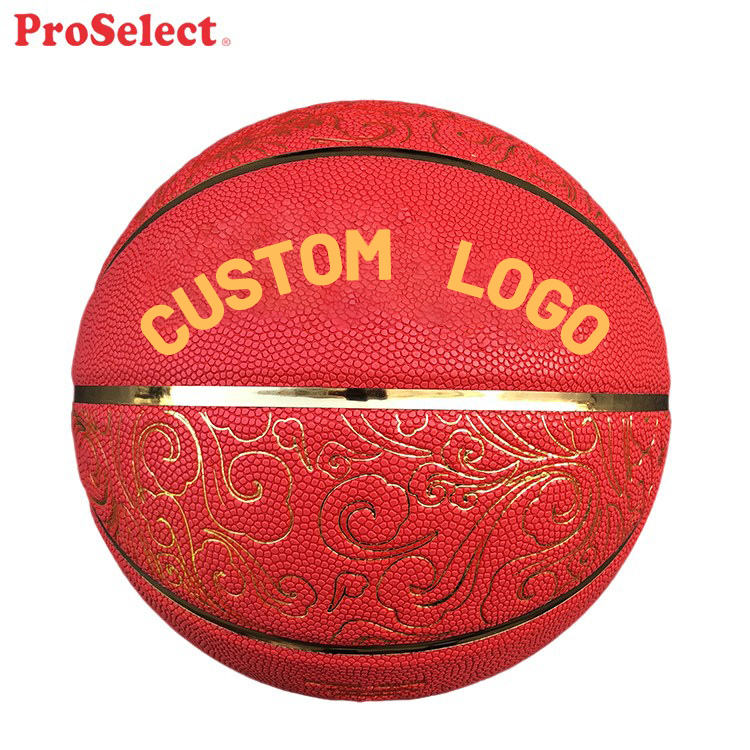 Proselect MOQ 2 штуки Рождественский подарок индивидуальный дизайн профессиональный красный цвет без пота полиуретан Размер 7 баскетбольный мяч