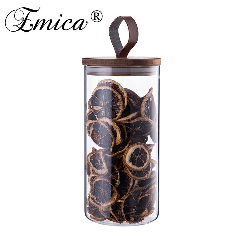 Clear Glass Jars Air Tight Canister Kitchen Food Storage Container With Natural Bamboo Lids