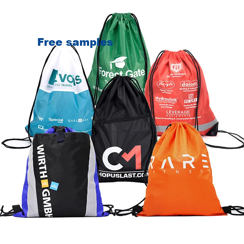 Original factory cheap polyester shopping bag draw string custom promotional drawstring bag