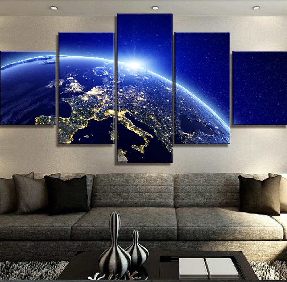 5 шт. Wall Art paintes космического пространства земли современные декоративные картины на холсте