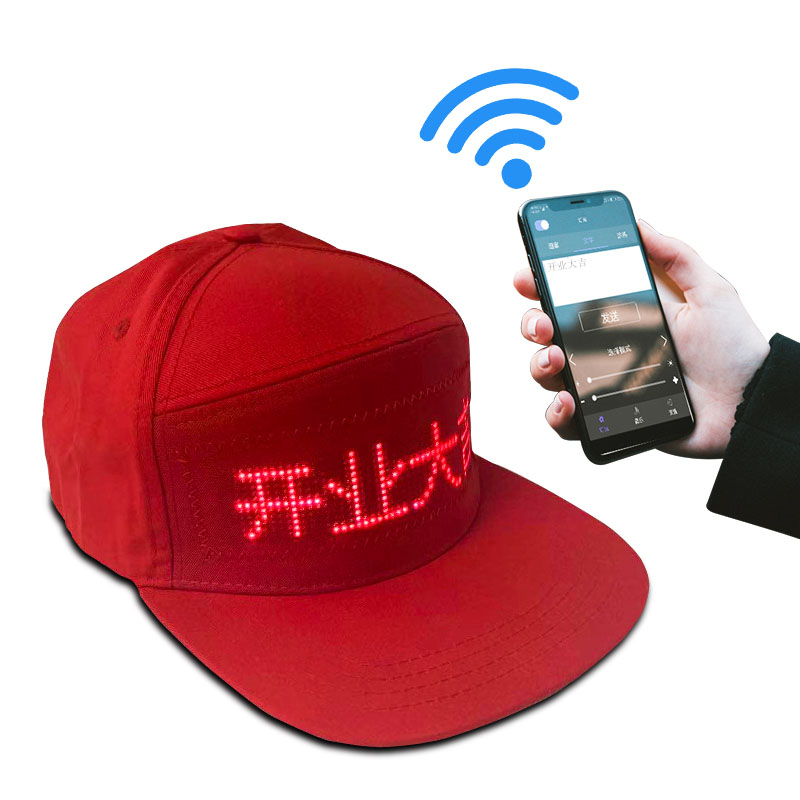 Internal Flexible led display Baseball hats caps scrolling messages display sign board USB Rechargeable Screen Programmable Caps