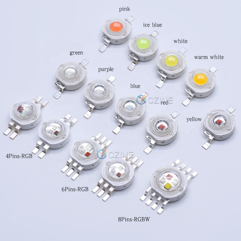 Czinelight High Quality 1w 3w High Power Led 2pin 4pin 6pin Rgb Red Blue White Yellow Led Bead