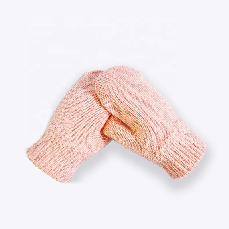 Custom Knitted Children Winter Kids Baby Mittens for New Born Pink Warm Gloves Mittens High Quality Infant Wool Customized BSCI