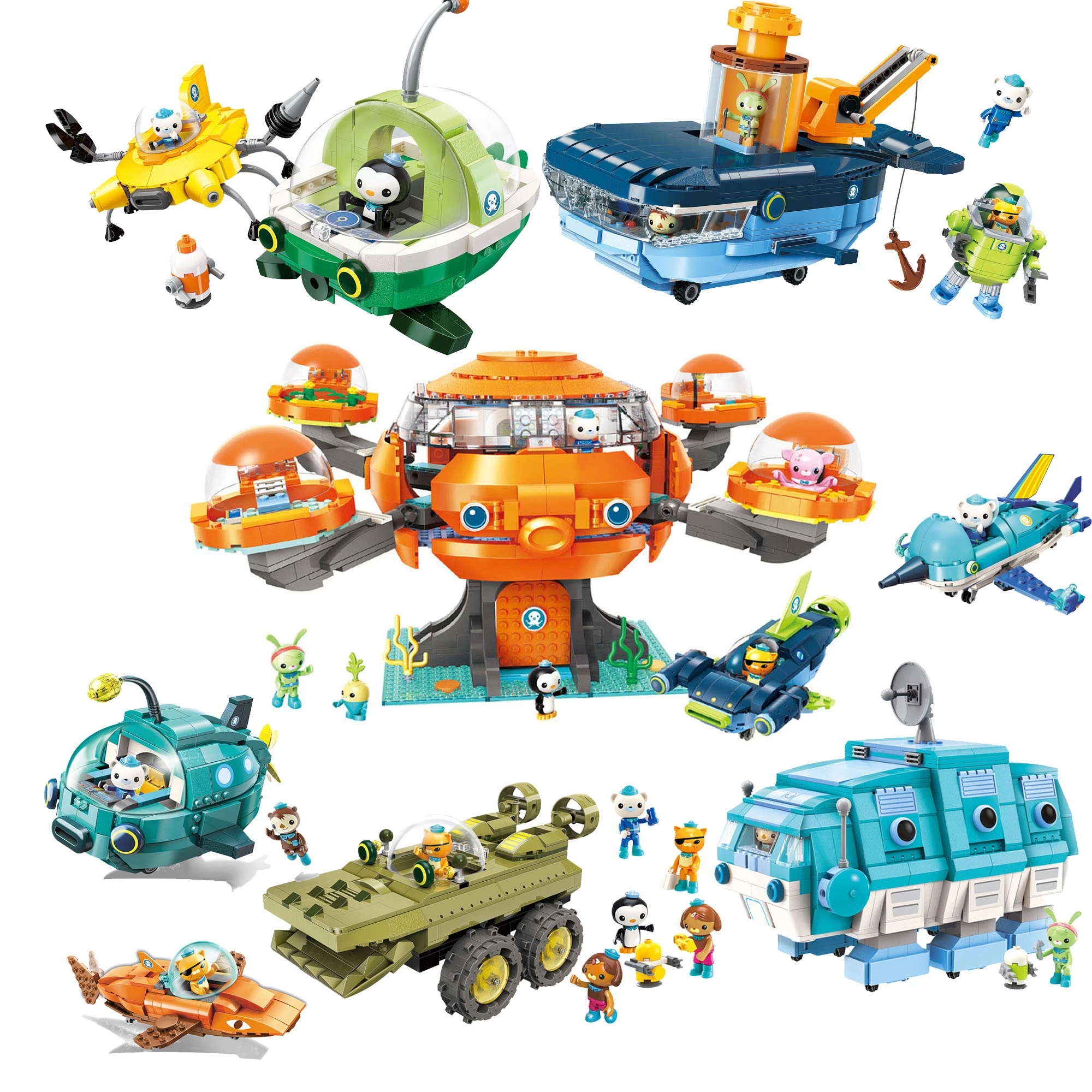 Просвещение Le go Octonauts строительный блок Колонка здания игрушки для мальчиков головоломка Подкова Краб лодка Осьминог форт