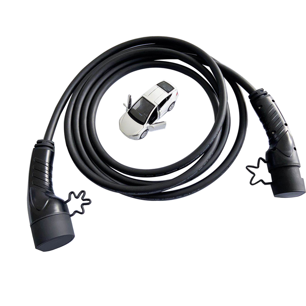 Hot sales 16A Single-phase IEC 62196 type 2 to type2 AC EV charging cable black ev connector