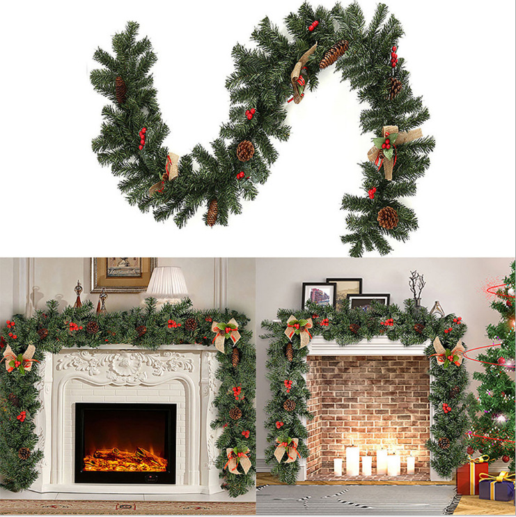 2.7m 300 Plain Branches Christmas Garland Wreath Xmas Home Party Christmas Decoration