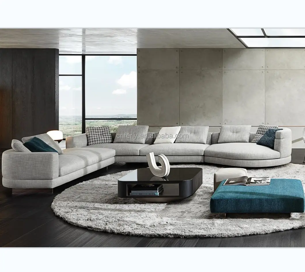 New arrival luxury modern Italian living room furniture home furniture large set fabric sofa sectionals