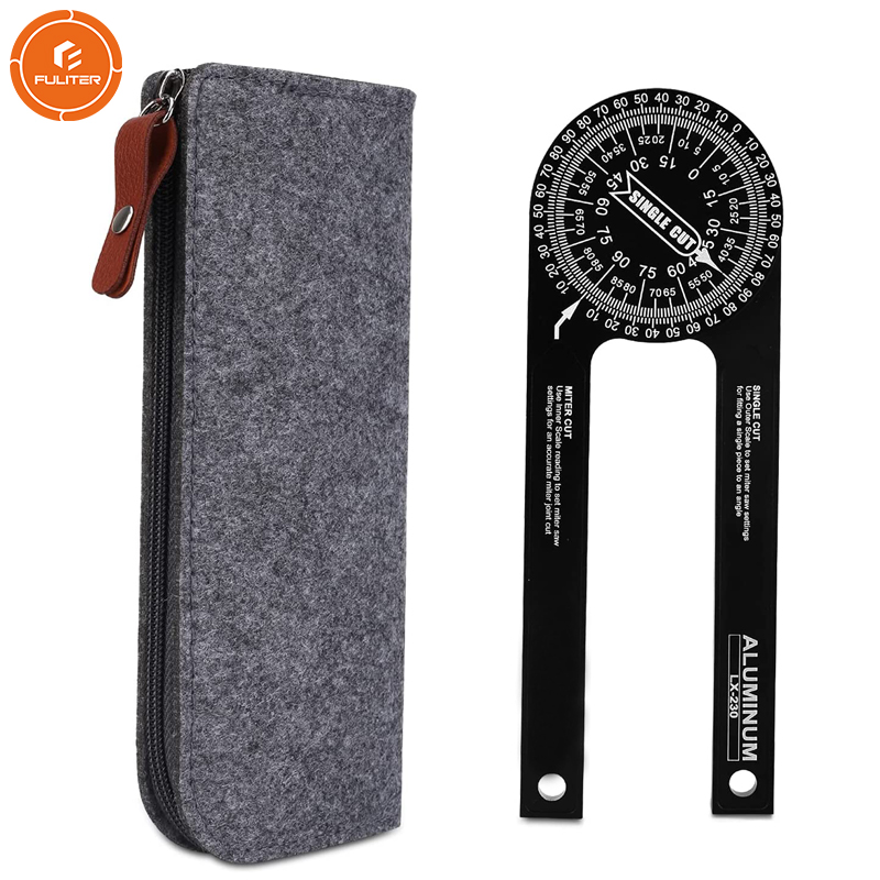 Miter Saw Protractor 7-Inch Aluminum Protractor Angle Finder Featuring Precision Laser-Inside & Outside Miter Angle Finder