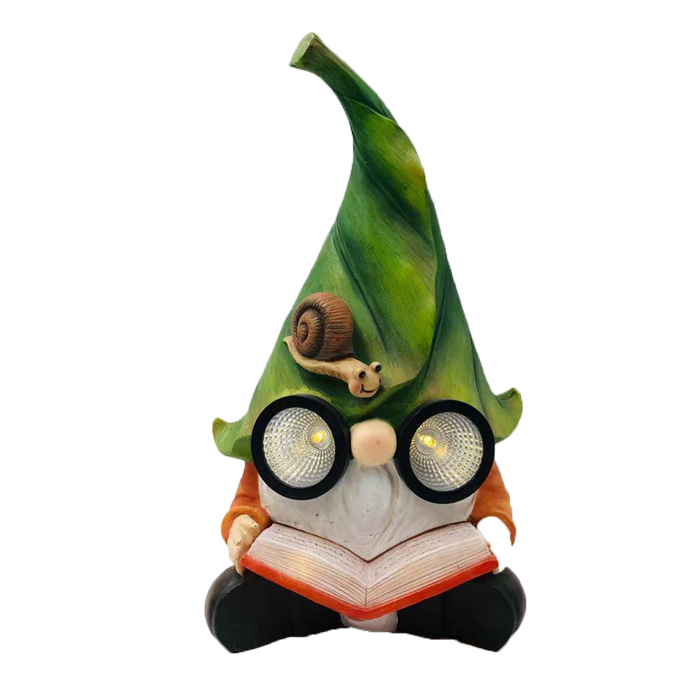 Polyresin Solar Light Garden Outdoor Gnome Statue Paint Resin Crafts Garden Decorations Lighted Gnome Sculpture Statue