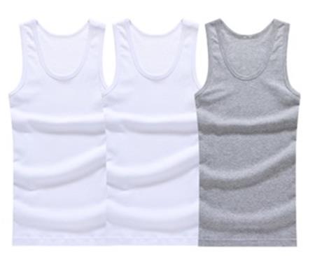 Wholesale 100% Cotton Vest  high Quality Singlet for Men's Vest Accept Customized Logo COLLARLESS