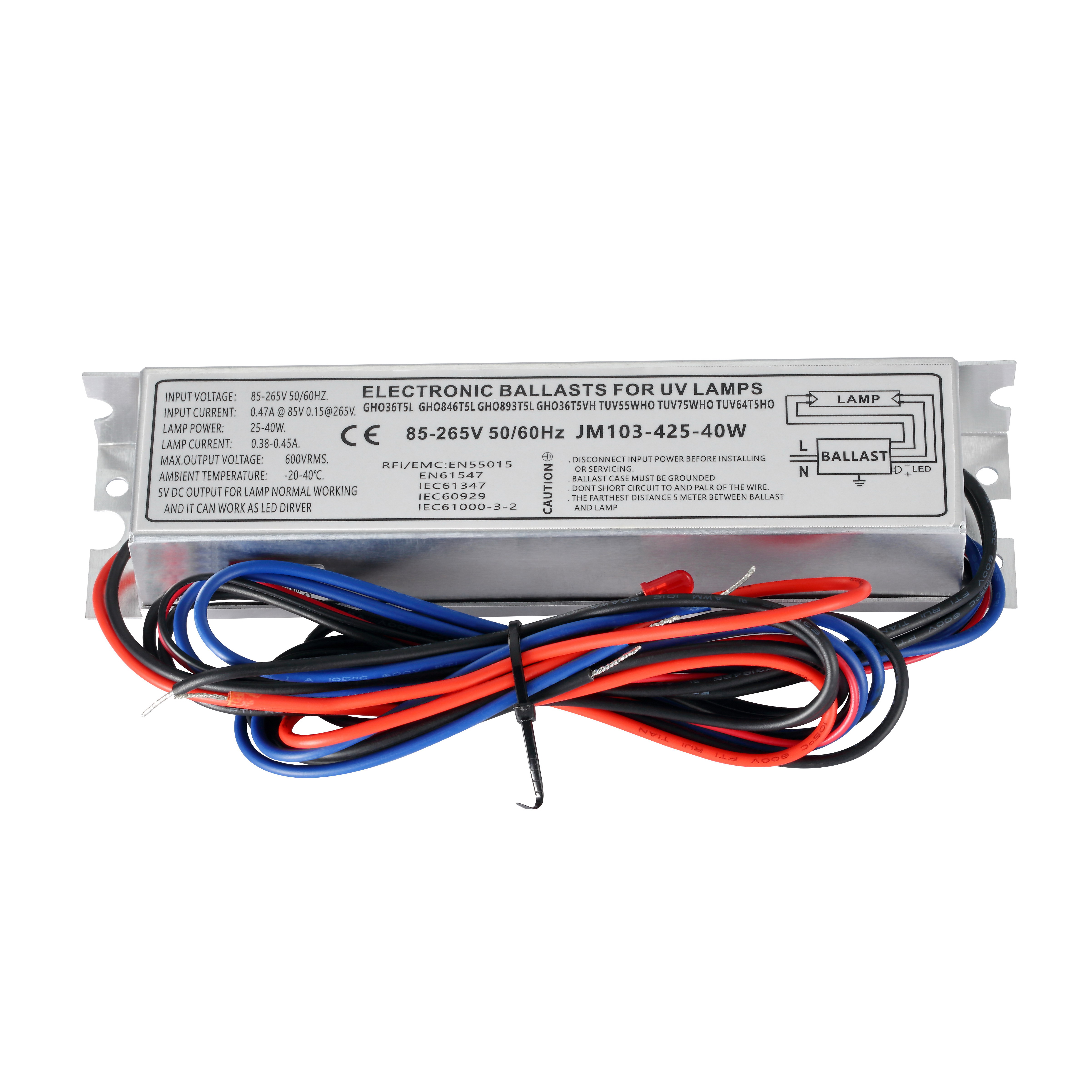 110V или 240V 25-40 Вт 0,38-0.45A балласта собственной личности UVC лампа на гвозде, электронный балласт