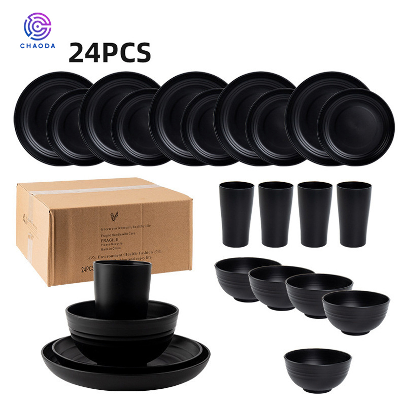 24/16/8 dinnerware sets of plates plastic tableware set home dining plate rice bowl cup plate wholesale