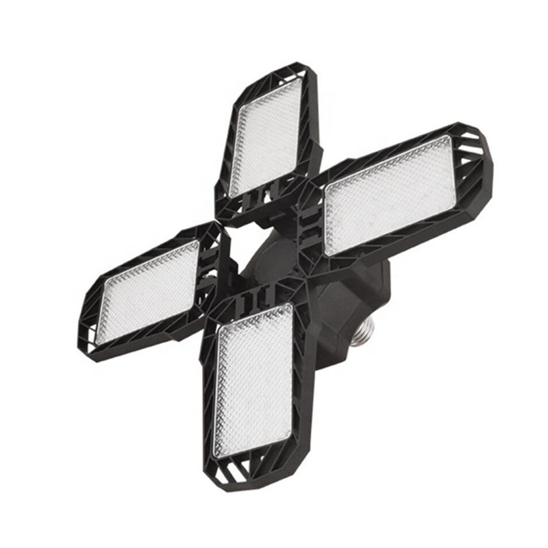 E27 B22 65W Foldable LED Ceiling Foldable Four Leaf Fan Blade Light Deformable led Garage High Bay Light For Warehouse Workshop